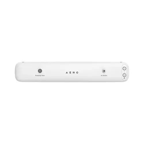 Aparat de vidat Aeno AVS0001, 85 W, aspiratie in vid 65 kPa, capacitate pana la 4.5 l/ min, lungime de etansare pana la 30 cm, 10 pungi, adaptor recipient/ sticla inclus, e-Recipe Book (Gri/Alb)