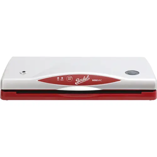 Aparat de vidat cu clema Berkel Minivac, 140 W, 39 cm latime, Vidare automata si manuala, Design modern, Performant, Compact, Calitate premium (Rosu/Alb)