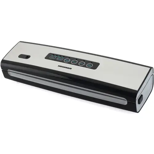 Aparat de vidat si sigilat Heinner Food Power 130 HAV-130BKSS, Vidare uscata/ umeda, Compatibil cu pungi latime 30 cm, 6 l/ min, 0.58 bar, 130 W (Negru/Argintiu)