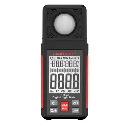 Aparat digital de masurat intensitatea luminii, temperatura si umiditate Habotest HT603, Negru
