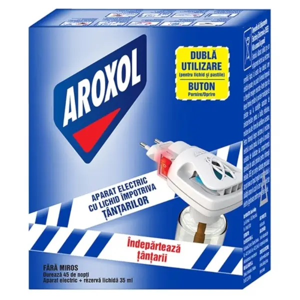 Aparat Electric cu Rezerva Lichida Impotriva Tantarilor Aroxol, 45 Nopti