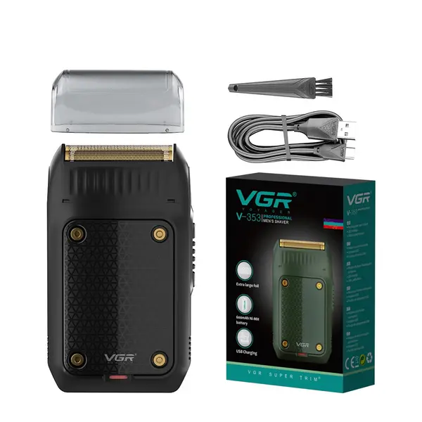 Aparat electric de ras pentru barbati, LED, USB, Negru