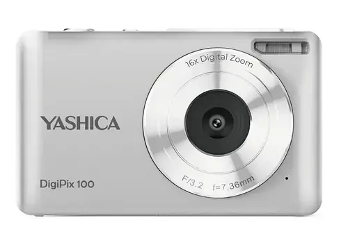 Aparat foto compact Yashica DigiPix 100 YAS-DG100P-SV, 8MP, Filmare FHD, Zoom digital 8x, Ecran IPS 2.4inch, USB-C (Argintiu)