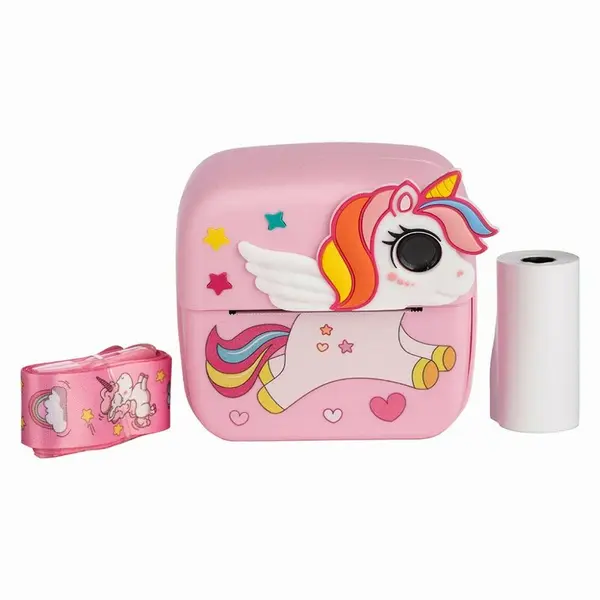 Aparat foto copii cu printare instant, Free2Play, Camere duale fata-spate, Cadre distractive, Cu 6 filtre, Unicorn