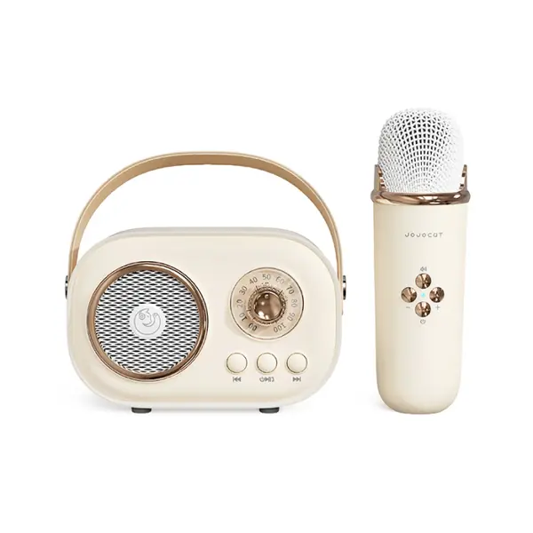 Aparat Karaoke Portabil iSEN C20 Plus, Bej, Microfon Wireless UHF, Bluetooth 5.0, Sunet HIFI, Anti-howling, Autonomie 2-4H, Aplicatii Multiple, Baterie 1000mAh 500mAh, Incarcare Type-C