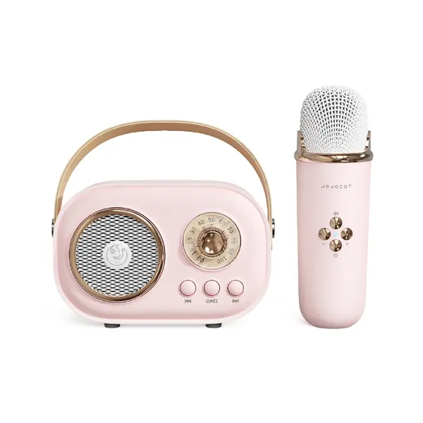 Aparat Karaoke Portabil iSEN C20 Plus, Roz, Microfon Wireless UHF, Bluetooth 5.0, Sunet HIFI, Anti-howling, Autonomie 2-4H, Aplicatii Multiple, Baterie 1000mAh 500mAh, Incarcare Type-C