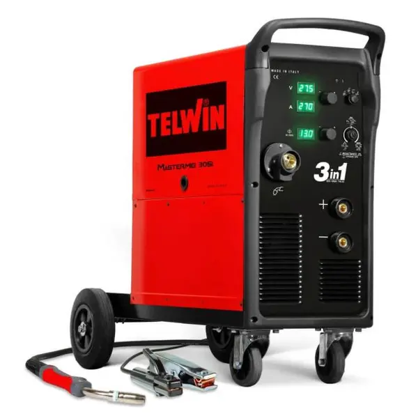 Aparat sudura multiproces MIG/MMA/TIG DC Telwin MASTERMIG 305i, 250/270 A, sarma otel 0.6-1.2 mm, cu accesorii