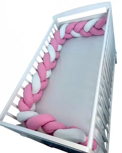 Aparatoare impletita in 3 din bumbac, lungime 240 cm Roz