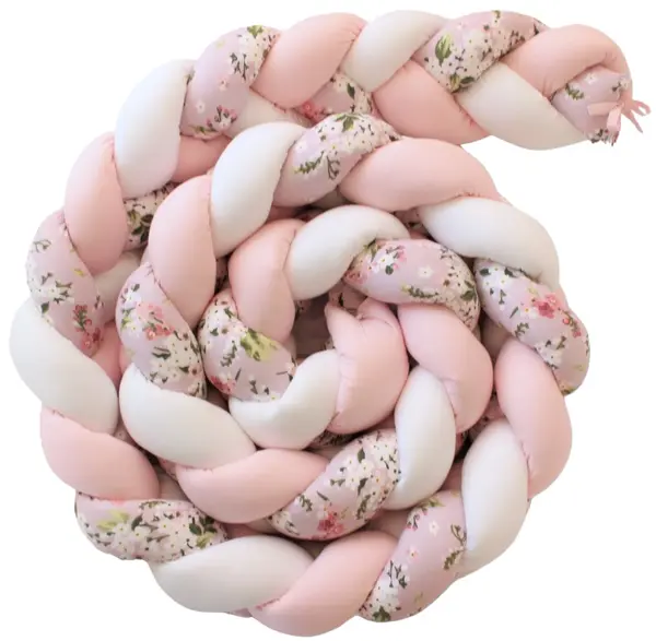 Apărătoare pentru pătuț Blossom Bay - 330 cm, roz cu flori