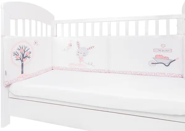 Apărătoare pentru pătuț Kikka Boo - cu spamă , 210 cm, Pink Bunny