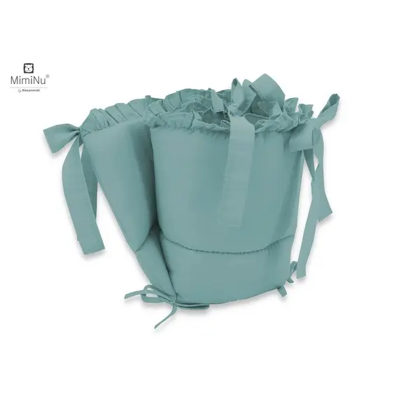 Aparatoare pentru patut MimiNu cu volanase din bumbac 180x30 cm colectia Royal Nepal green