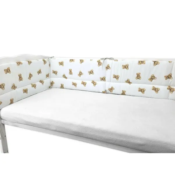 Aparatoare pentru patut Qmini, din bumbac, 180x30 cm, cu panglici, Teddy Toys