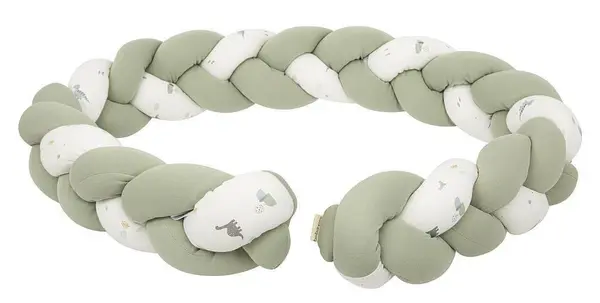 Apărătoare tip împletitură pentru pătuț Bimbidreams - Trex, 230 cm, alb/verde