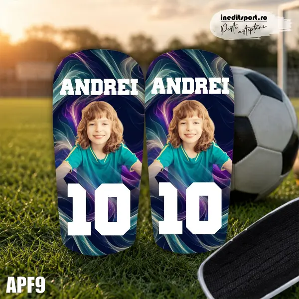 Aparatori de fotbal personalizate cu fotografie nume si numar - APF9 S (14x9cm)