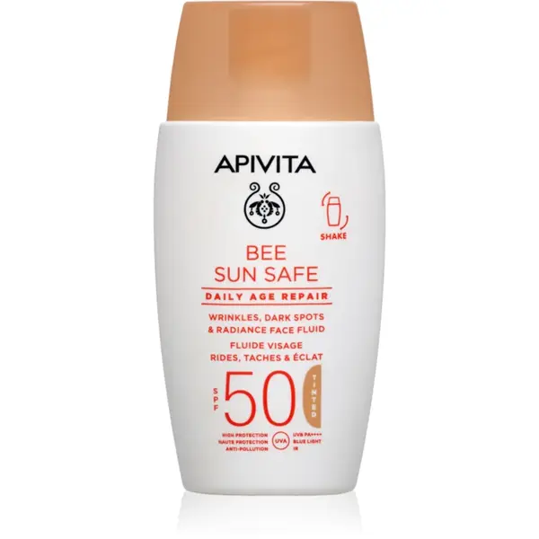 Apivita Bee Sun Safe Daily Age Repair Tinted Fluid SPF50 crema protectoare cu efect de tonifiere SPF 50 50 ml