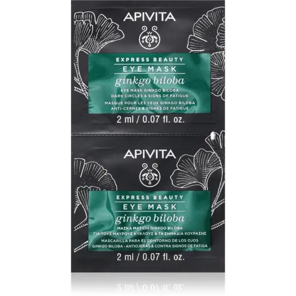 Apivita Express Beauty Eye Mask Gingko Biloba mască pentru zona ochilor impotriva cearcanelor 2x2 ml
