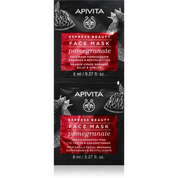 Apivita Express Beauty Pomegranate Mască facială pentru revitalizare și iluminare 2x8 ml