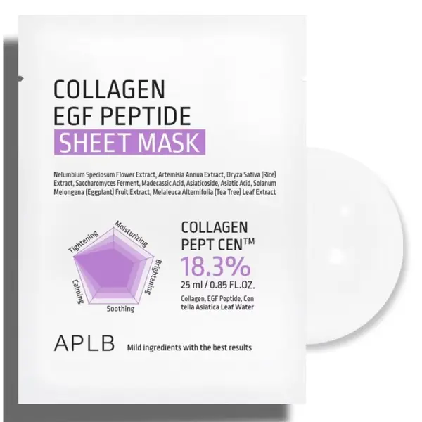 APLB Collagen EGF Peptide Sheet Mask – Mască facială sub formă de foaie cu colagen Volum 1 bucata.