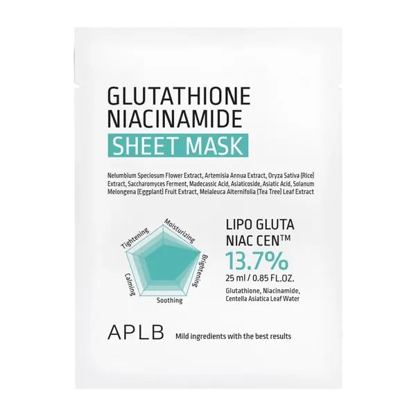 APLB – Glutathione Niacinamide, Beauty Sheet Mask, 1 sheet, 25ml
