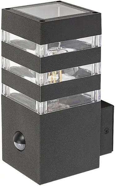Aplică de exterior cu senzor Rabalux - Ankara 77025, IP 44, E 27, 1 x 12 W max, 230 V, antracit