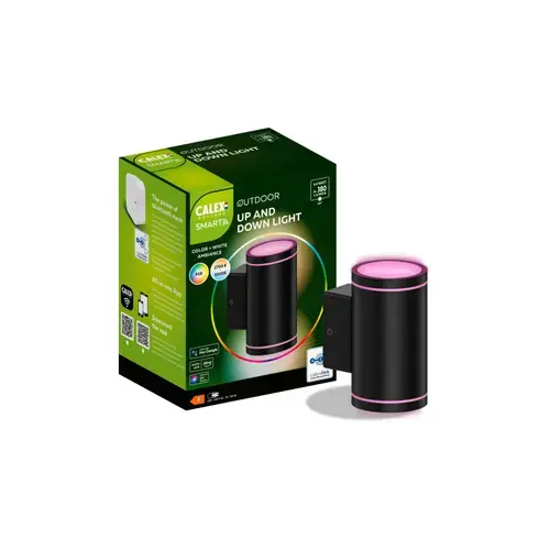 Aplica de perete LED Calex Smart, RGB + alb cald, 4W, IP44, 380 lm, clasa F (Negru)