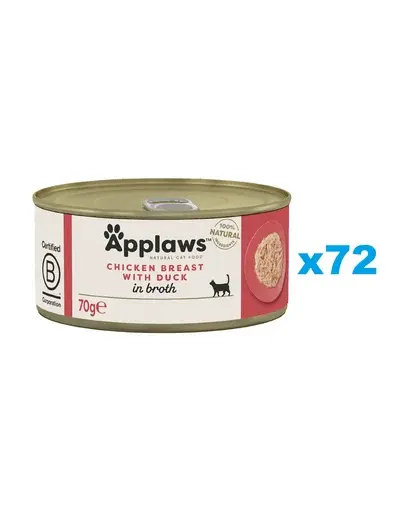 APPLAWS Cat Adult Chicken Breast with Duck in Broth Hrana umeda pisica, cu pui si rata in sos 72x70g