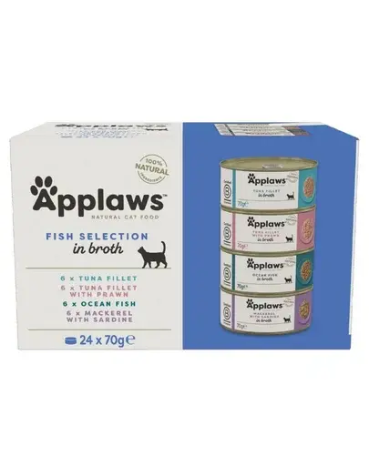 APPLAWS Cat Adult Fish Selection Multipack in Broth 24x70 g mix arome în supă