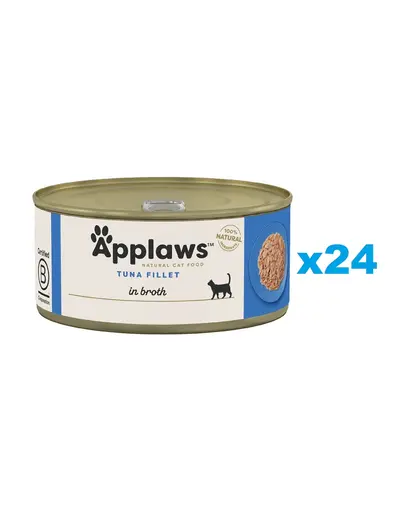 APPLAWS Cat Adult Tuna Fillet in Broth 24x70 g file ton pentru pisica, in supa