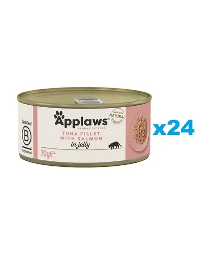 APPLAWS Cat Adult Tuna Fillet with Salmon in Jelly Mancare pentru pisici senioare, cu ton si somon in aspic 24x70g