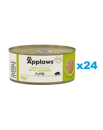 APPLAWS Cat Adult Tuna with Seaweed in Jelly Pachet conserve hrana pisici, ton si alge in aspic 24x70 g