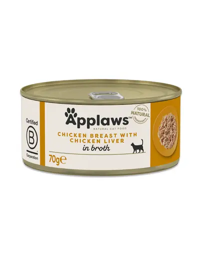 APPLAWS Cat Broth Hrană umedă pentru pisici cu pui și ficat în supă 70 g
