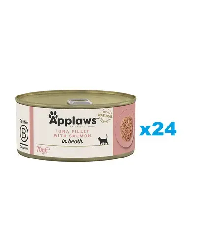 APPLAWS Cat Filet Set conserve pisica, cu ton si somon in sos 24x70 g