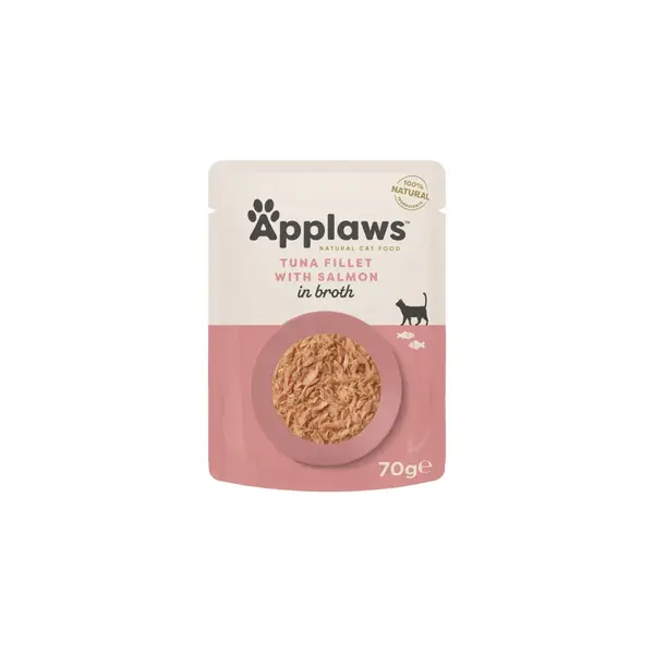 APPLAWS File, Ton și Somon, plic hrană umedă pisici, (în supă), 70g
