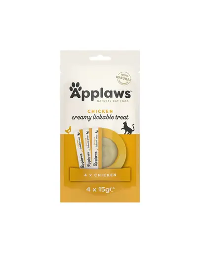 APPLAWS Hrană complementară pentru pisici, multipack 4 x 15 g, gustări cremoase cu pui