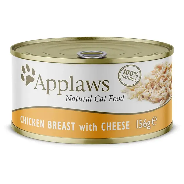 APPLAWS, Piept Pui și Brânză, conservă hrană umedă pisici, (în supă), 156g