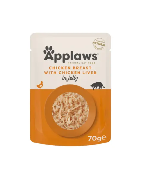 APPLAWS, Piept Pui și Ficat, plic hrană umedă pisici, , 70g 70g