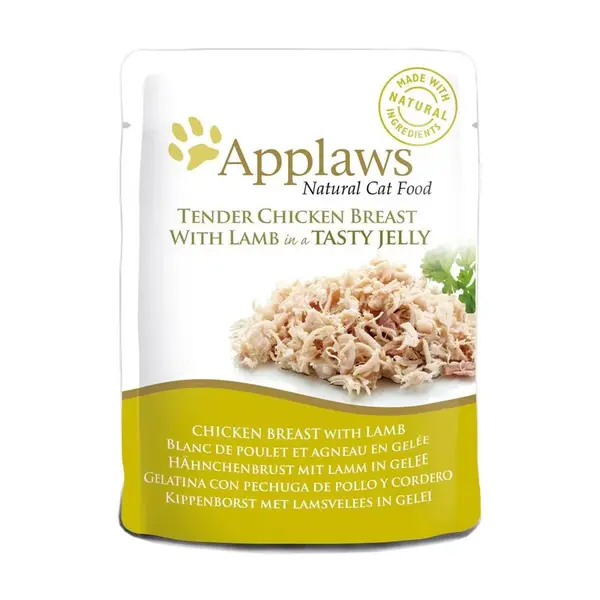 APPLAWS, Piept Pui și Miel, plic hrană umedă pisici, în aspic, 70g 70g