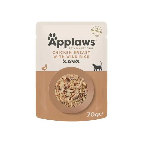 APPLAWS, Piept Pui și Orez Sălbatic, plic hrană umedă pisici, 70g 70g