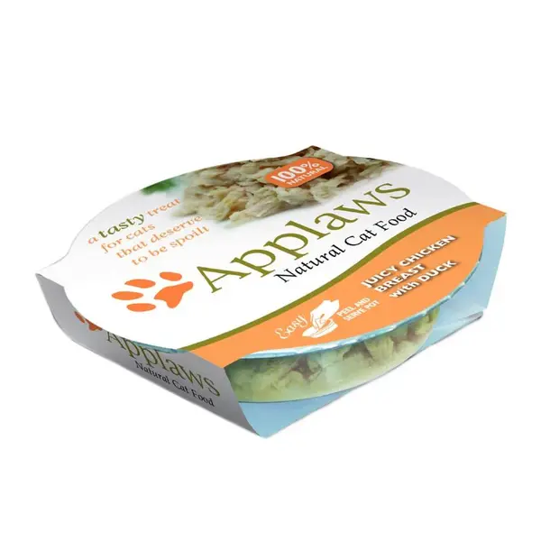 APPLAWS, Piept Pui și Rață, bol hrană umedă pisici, (în supă), 60g 60g