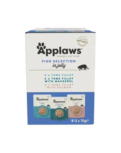 APPLAWS Selection Fish Multipack Pliculete hrana umeda in aspic pentru pisici 12x70g
