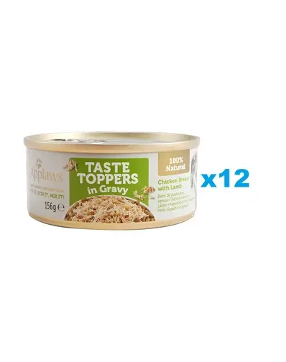 APPLAWS Taste Topper Conserve pentru caine, cu piept de pui cu miel in sos 12x156 g