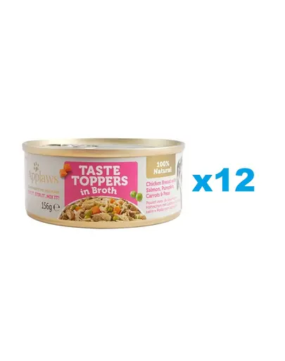 APPLAWS Taste Toppers Hrana pentru caini, cu piept de pui, somon, dovleac in sos 12x156 g