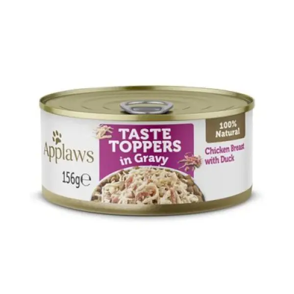 APPLAWS Taste Toppers, Pui și Rață, conservă hrană umedă fără cereale câini, în sos, 156g 156g