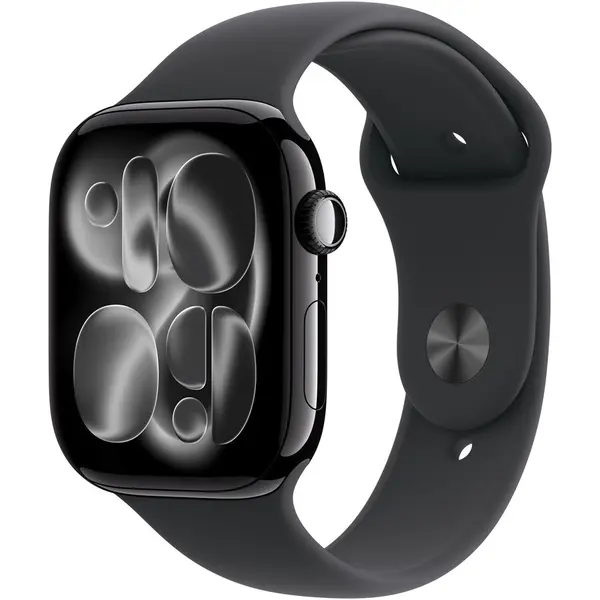 Apple Apple Watch 11 GPS, Carcasa Jet Black Aluminium 42mm, Black Sport Band - S/M