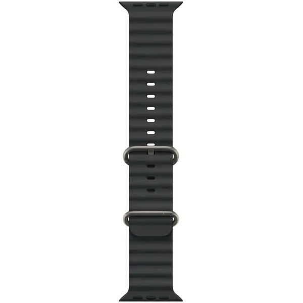 Apple Apple Watch 49mm Band: Black Ocean Band - Natural Titanium Finish