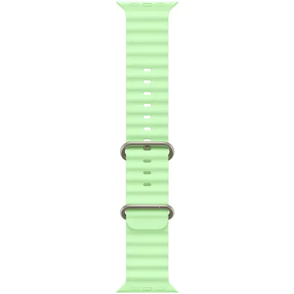 Apple Apple Watch 49mm Band: Neon Green Ocean Band Extension - Natural Titanium Finish