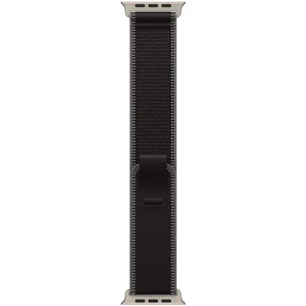 Apple Apple Watch 49mm Loop: Black/Charcoal Trail Loop - M/L - Natural Titanium Finish