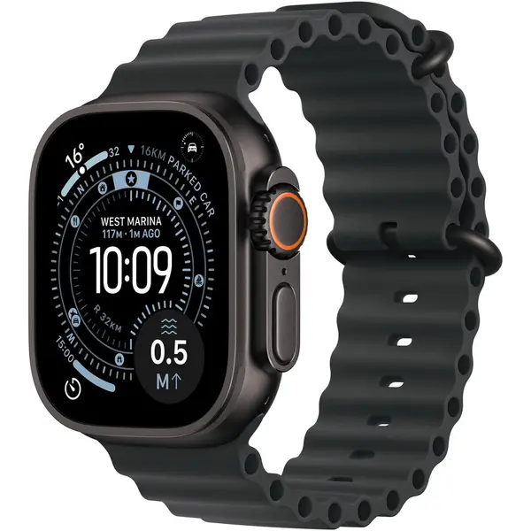Apple Apple Watch Ultra 3, GPS + Cellular, Carcasa Black Titanium 49mm, Black Ocean Band