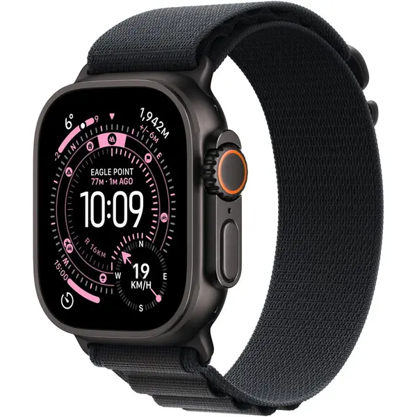 Apple Apple Watch Ultra 3, GPS + Cellular, Carcasa Black Titanium 49mm, Black Alpine Loop - Small