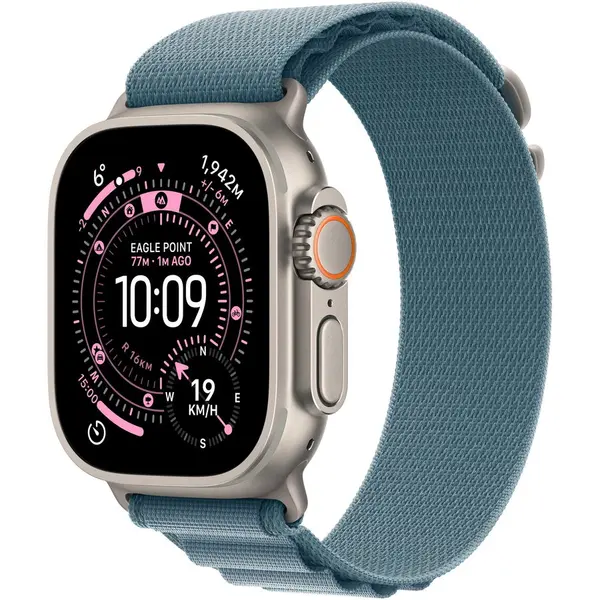 Apple Apple Watch Ultra 3, GPS + Cellular, Carcasa Natural Titanium 49mm, Light Blue Alpine Loop - Medium